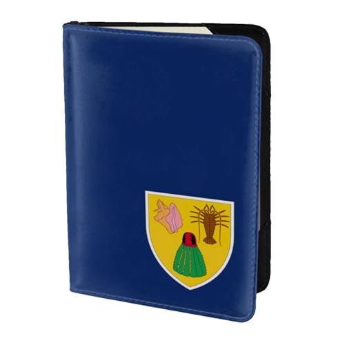 Custodia per passaporto da viaggio con stampa bandiera delle Isole Turks e Caicos per pelle per uomini e donne nero Taglia unica