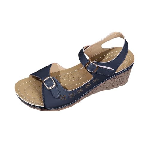 Chaussures d'été femme bleu roi foncé en taille 40 unie à talon haut