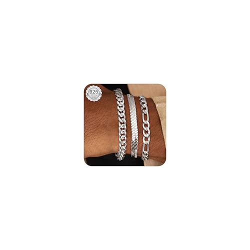 ORAZIO Bracciale Uomo Argento 925 Braccialetto Serpente Figaro Catena Cubana Bracciali Uomo Fidanzato papà Regalo Uomo Compleanno...
