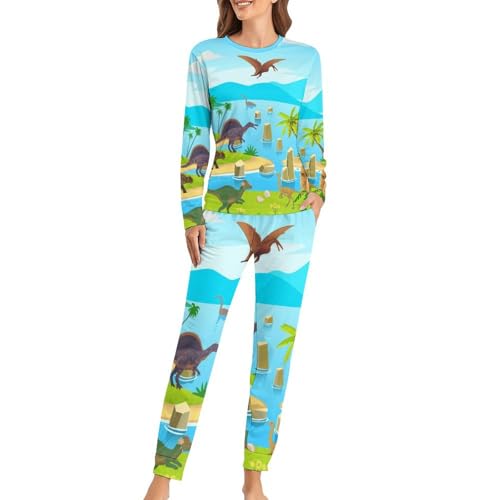 Pyjama femme dinosaures dessin animé pour stopper l'inconfort des vêtements de nuit serrés