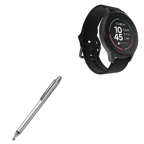 BoxWave Stylus Pen Compatible with iTouch Sport 4 Smartwatch - DualTip Capacitive Stylus, Fiber Tip Disc Tip Capacitive Stylus Pen - Metallic Silver