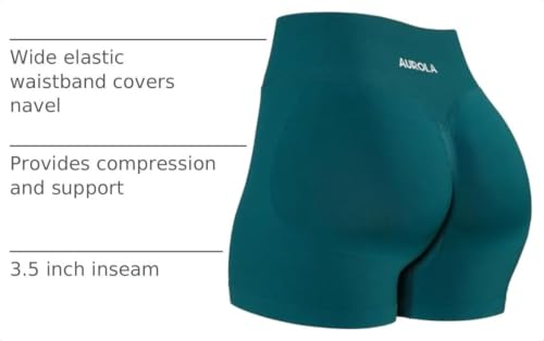 Image of AUROLA Influence Workout Shorts for Women,2.5 3.5 4.5 5.5 6.5 No Roll Up Squat Proof Scrunch Seamless Compression Gym Short