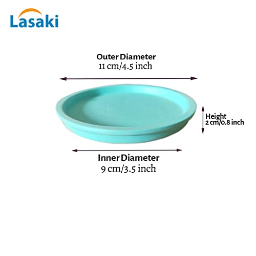 Image of Lasaki Round Ceramic Trays (Plates Saucers) for Pots, planters, Flower, Succulent(Set of 2,Aqua,3.5 inch) R3.5(Plants not Included)