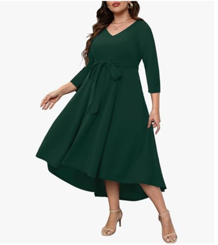 Image of C4D Women Plus Size V-Neck Party Cocktail High-Low Maxi Dress