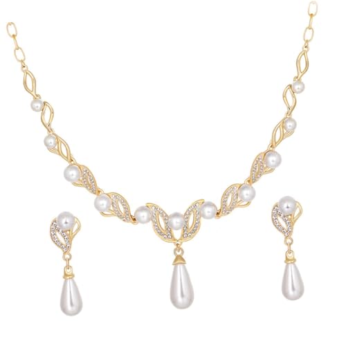 Conjunto de perlas y cristales Healeved con collares y pendientes para novias