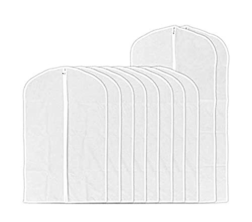 Other Pack of 10 Hanging Full Zipper Suit Garment Bag Lightweight for Closet Storage or Travel Clothes Cover Dust Cover Household Wardrobe Closet Organizer (8 Medium and 2 Large) Clear