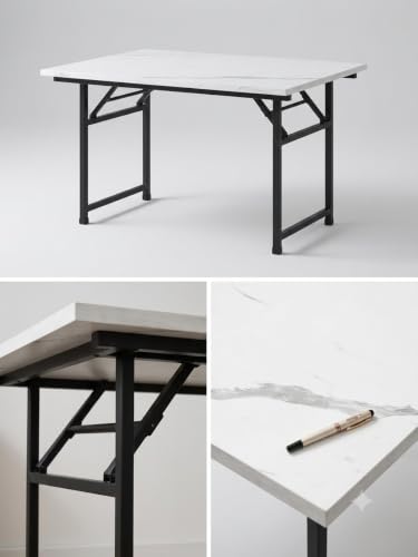 Generic Furnello Multipurpose Foldable Study Table, White Marble - Image 3