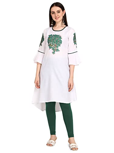 Image of Leriya Fashion Women's Slub Cotton Printed A-Line Kurti