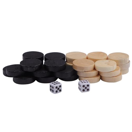 Dioche y Blanco Juego de Piezas de Ajedrez de Damas, Damas y Backgammon de 32 Piezas de 0,75' - Exquisito Diseño de Madera, Diversión Familiar Viajes, Ideal para Todas Las Edades
