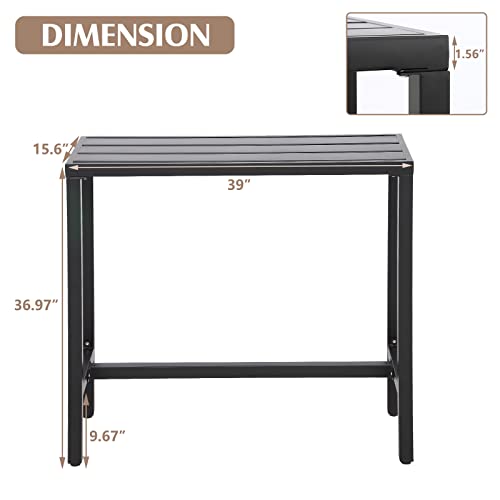 ONLYCTR Outdoor Bar Table - 40" Rectangle Patio Counter Height Bar Table for Garden, Yard, Balcony, Poolside (Black)