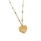 Collar con colgante de corazón de cristal blanco con diseño de lava para mamá, collar de amor para el día de San Valentín, joyería para mujer