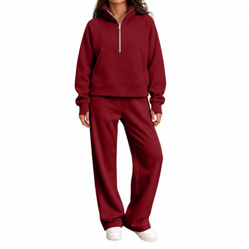 Fall 2 Piece Sets for Women Lightweight Fleece Stretchy Waistband Pullover - image 2