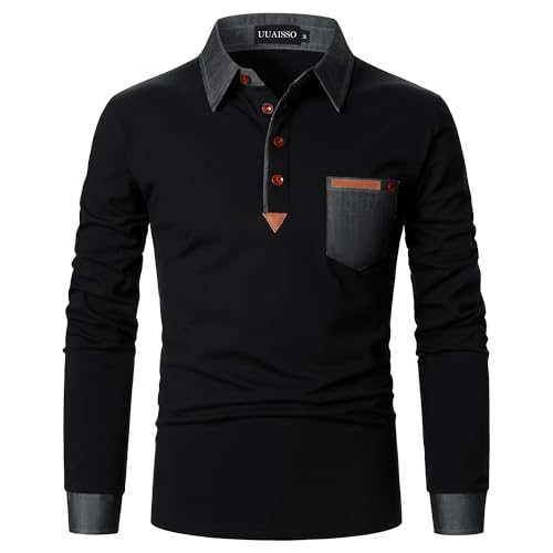 Polo da uomo realizzata in tessuto di cotone, morbido, resistente. Isolamento mantenendo la traspirabilità naturale, rendendo le camicie a maniche lunghe da uomo perfette per la primavera, l'autunno e l'inverno.