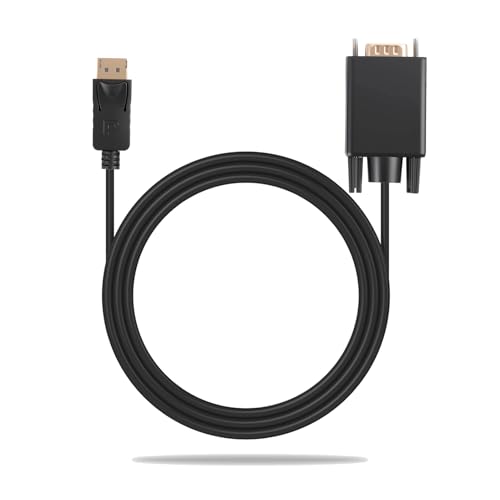 Wvxilyr 1,8 Metro de Cable DisplayPort a VGA, DP a VGA Unidireccional Cable, Conector Chapado en Oro 1080p Full HD, Compatible para Computadora Portátil a Monitor, Conveniente y Simple