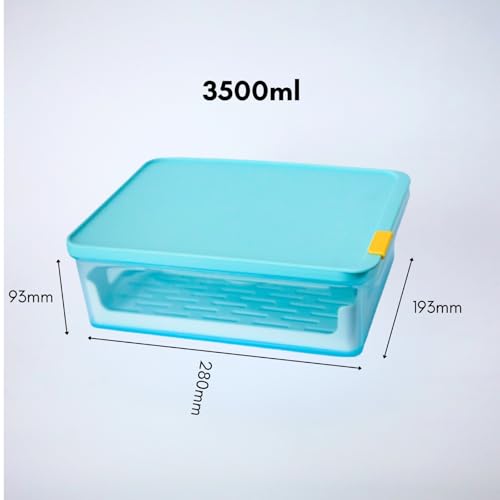 Image of LocknLock Freezer Fit 3.5 L Container with Tray | Airtight Stackable Food Storage for Meal Prep | Microwave & Dishwasher Safe | BPA Free Freezer Container with Lid