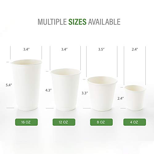 Image of Restaurantware 12 Ounce Paper Cups, Pack of 25 Double Wall Disposable a€ inch Leakproof, Recyclable, White Paper Insulated Hot Beverage Holders, with Matching Lids Available for Purchase Separately