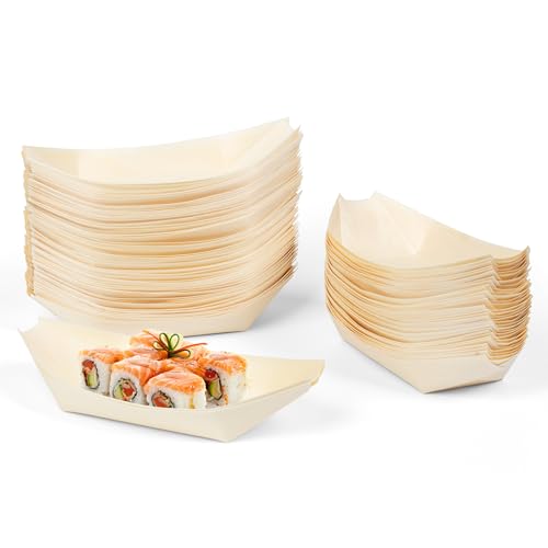 ANTETOK Lot de 100 assiettes jetables en bois de 12,7 cm pour plats chauds, barbecues et fêtes
