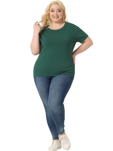 Image of Agnes Orinda Plus Size Women's Pullover Sweaters Soft Tops, Short Sleeves