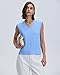 Locachy Women's Vintage Loose V Neck Sleeveless Cable Knit Preppy Style Pullover Sweater Vest Sky Blue (Medium)