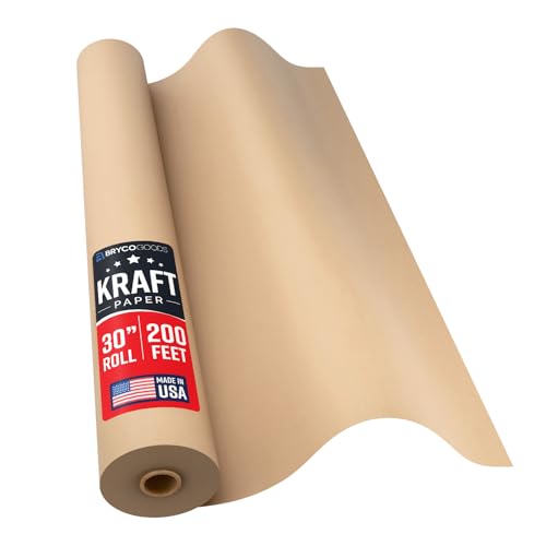 Bryco Goods 30" x 200' (2400") Brown Kraft Paper Roll - USA Made - Versatile for Different Arts and Crafts Projects - Pin Up Your Work Or School Notes - Create Vision Board for Your Bedroom