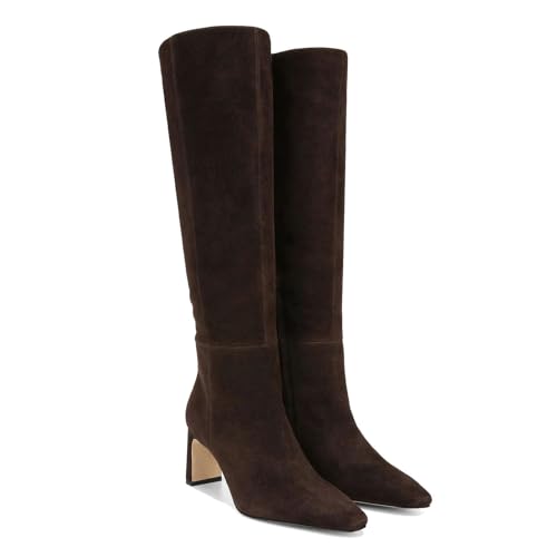 ZJGZF Knee High Boots for Women Square Toe Chunky Block Heeled Side Zipper Tall Boots Wide Calf Dress Long Boots
