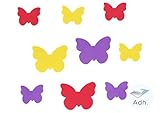Mariposas de goma Eva adhesiva en seis colores distintos.