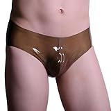 Kangxinsheng Transparente Schwarze Latex Slips für Männer,Naturkautschuk Herren Boxer Shorts Unterwäsche,Latex Mann Höschen Cosplay Kostüm (DE/NL/SE/PL, Alter,L, Transparente Schwarze)