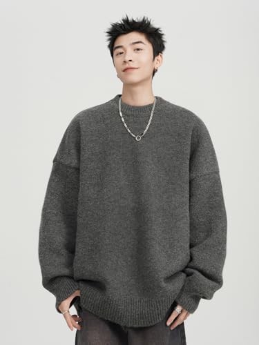 American Retro Round Neck Sweater Autumn and Winter Long-Sleeved Casual Pullover Knitted Sweater4