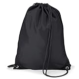 WESTWOOD FOX WFX Tasche mit Kordelzug, wasserdicht, Sport, Fitnessstudio, Rucksack für Damen und Herren, PE-Beutel, Außentasche, Reißverschluss, Schule, Strand, Urlaub, Schwimmen (Black)