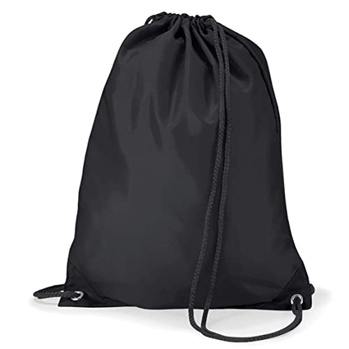 WESTWOOD FOX WFX Tasche mit Kordelzug, wasserdicht, Sport, Fitnessstudio, Rucksack für Damen und Herren, PE-Beutel, Außentasche, Reißverschluss, Schule, Strand, Urlaub, Schwimmen (Black)