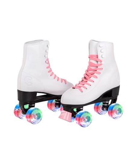 Image of C SEVEN C7skates Quad Roller Skates | Retro Design (Candy Pink w LED, Women's 5 / Youth 4)