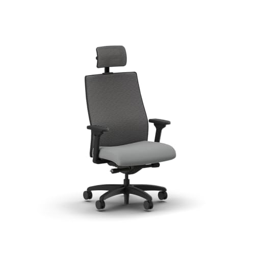 Image of HON Ignition 2.0 Big and Tall Ergonomic Mesh Office Chair with Headrest, 450 lb Capacity, Extra‑Wide High‑Back Desk Chair with Adjustable Arms, Lumbar Support, Tilt Recline, Black Frame, Ash