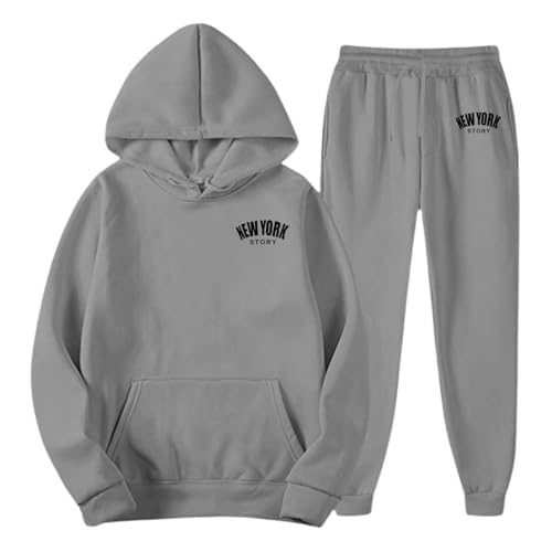 Sweat Suits for Men 2 Piece Fall Outfits New York Letter Print Pullover Hoodies and Sweatpants Running Sportswear Tracksuits2