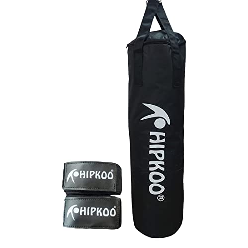 Image of Hipkoo Sports 3 Feet Unfilled Matte Punching Bag with Hand Wrap Combo | 1 Punching Bag & 1 Hand Wrap | for Boxing, MMA, Sparring, Punching Training Kick & Muay Thai (Black)