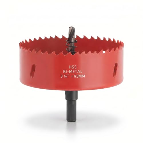 Image of 3-3 /4 inch (95mm) Bi-Metal Hole Saw, HSS Hole Cutter for Wood, Plastic, Drywall, PVC, Fiberglass & Vent Pipes