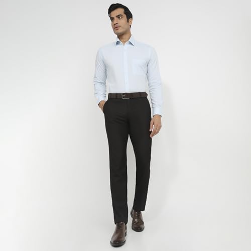 Image of Raymond Men Slim Fit Structure Pattern Pure Cotton Semicutaway Collar Full Sleeve Formal Shirt
