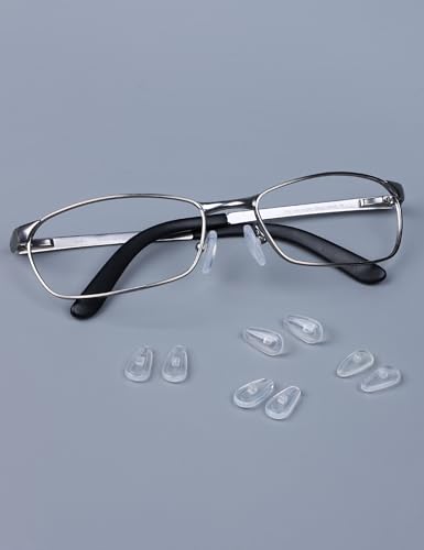 Image of 4 Pairs Ultra Soft Silicone Eyeglass Nose Pads for Oakley Fuller OX3227 /Tincup OX3184 /Base Plate OX3232 /Conductor 6 8, Screw-in Air Chamber Anti-Slip Glasses Nose Piece Replacement Kit Clear