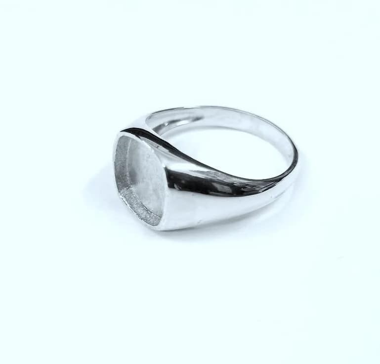Miniatura 4 de Anillo cuadrado de plata de ley 925 con forma de cojín para hombre, ajuste de bisel en blanco, 0.49 x 0.39 pulgadas, base de anillo en blanco,