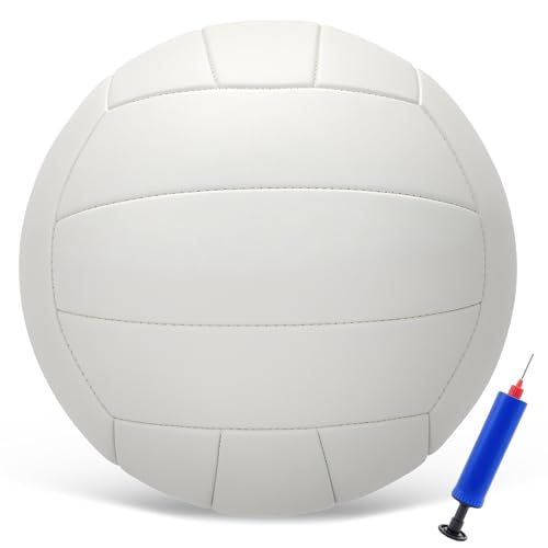 Stavanicen Volleyball Official Size 5 Volleyball for Indoor Outdoor Soft Touch Volleyballs for Adults Beach Play Pool Game Gym Training Play Durable Design with Ball Pump (White)