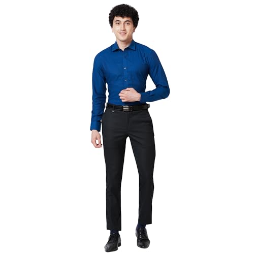 Image of Park Avenue Men's Polyester Blend Checks Small Pattern Super Slim Fit Flat Front Formal Trouser