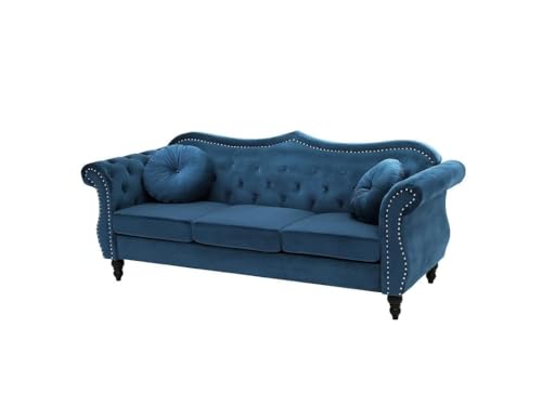 Image of Classic 3+2= 5 Seater Sofa Set Luxury Chesterfield Modern Fahionalable Sleeper Sofa for Living Room, Dining Room, (3+2 Blue TAZ)