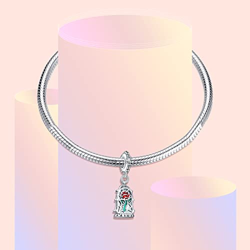 Beauty &Magic Rose And The Beast S925 Silver Charm For Bracelet Necklace Charm Dangles For Women Girls Birthday Gifts #TOP3