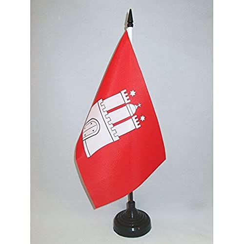 AZ FLAG Hamburg Table Flag 5'' x 8'', German region of Hamburg Office Decoration 100% Polyester 21 x 14 cm