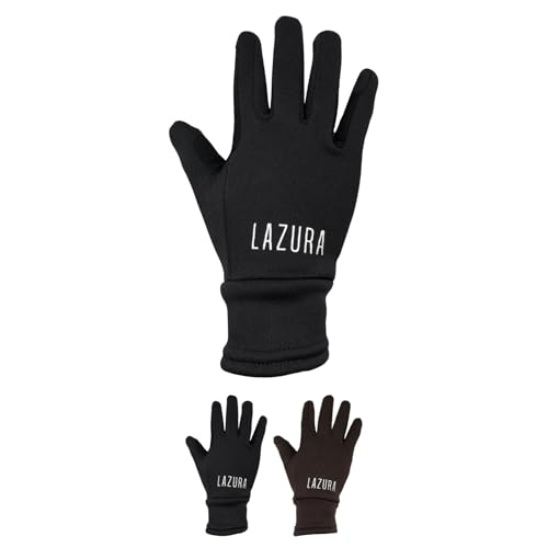 Lazura - Winter Reithandschuhe Calgary | weiche Winterhandschuhe zum Reiten | inkl. Zügelverstärkung | dünne warme Handschuhe in Schwarz | Unisex Reitbekleidung in Größe S