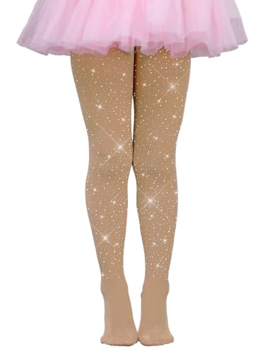 Image of VINICUNCA Girls Sparkle Rhinestone Tights Ultra-Soft Footed Dance Stockings Cospaly Accessories