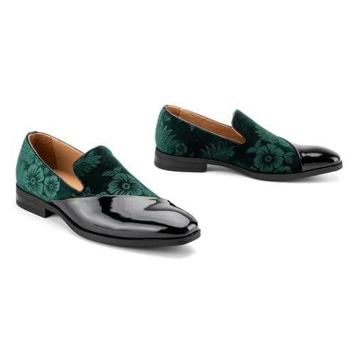 JITAI Men's Velvet Loafers Classic Patent Leather Tuxedo Dress Shoes for Weddings Formal Events Stylish Comfortable Slip-Ons for Men4