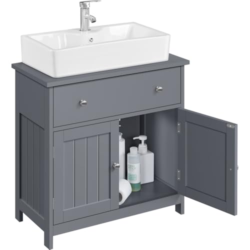 Yaheetech Mueble Baño Bajo Lavabo con Pie Armario para Lavabo con Cajón y Estante para Cuarto Baño 60x30x60cm Gris