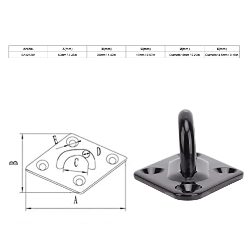 Tissting 5 Pcs 304 Stainless Steel Pad Eye Plate Hook, Heavy Duty Wall Mount Ring Hooks - Image 4