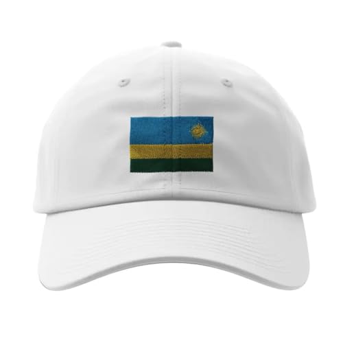 Casquette drapeau du Rwanda blanc en coton premium avec broderie fine