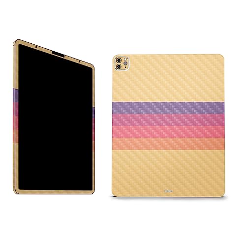Image of MightySkins Carbon Fiber Skin Compatible with Apple iPad Pro 12.9 inch M2 6th Gen (2022) Full Wrap Kit - Mellow Stripes | Protective Durable Textured Carbon Fiber Finish | Easy to Apply | Made in The USA